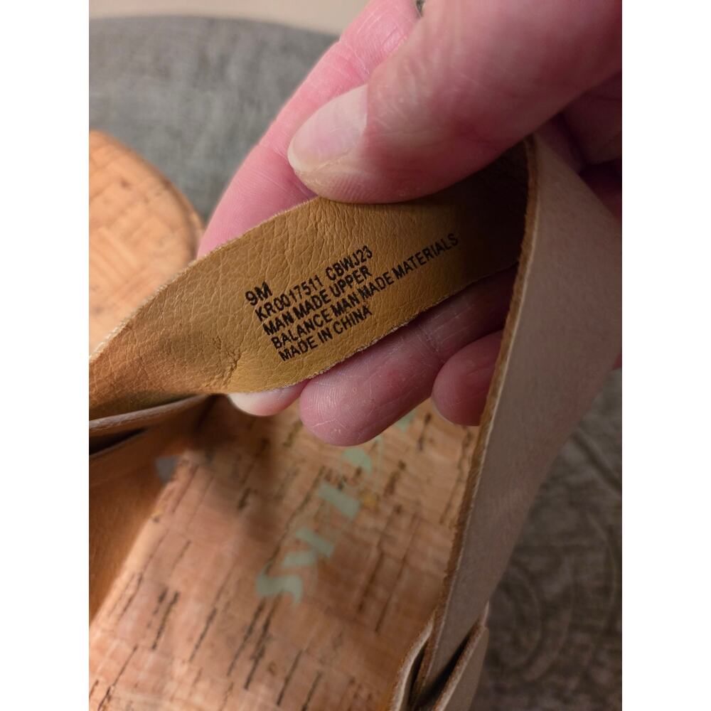 Korks Open-Toe Chunky Heel Sandals Vegan Leather – Cork Platform - Picture 6 of 7